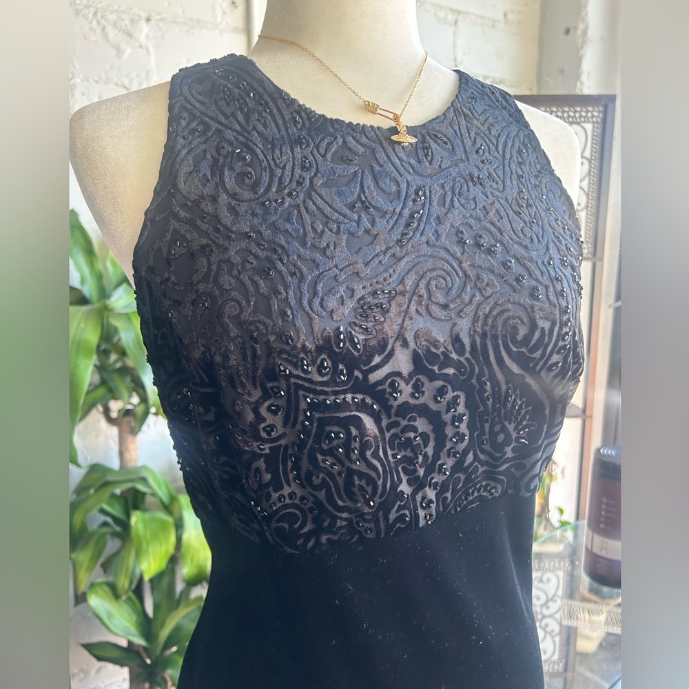 Vintage Black Velvet Dress - Picture 2 of 6